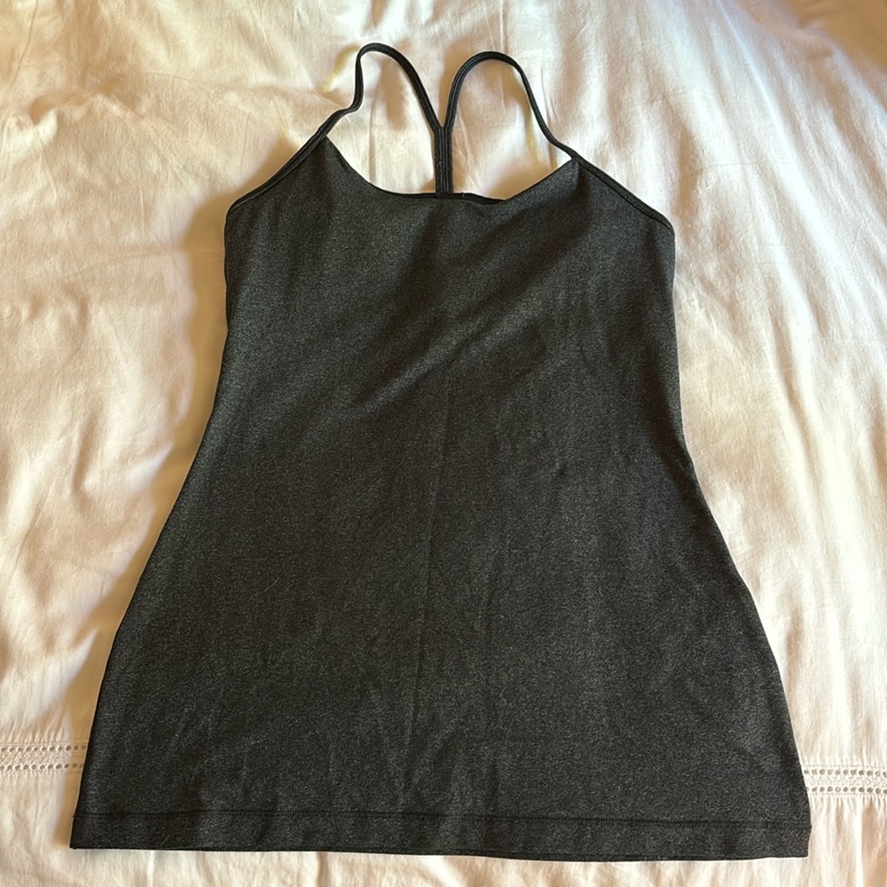 Lululemon power Y tank in charcoal grey size 6